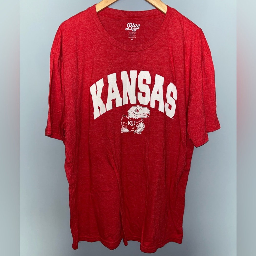 Blue 84 Kansas Jayhawks T-Shirt Mens XL Red Heathered Graphic Tee KU NCAA